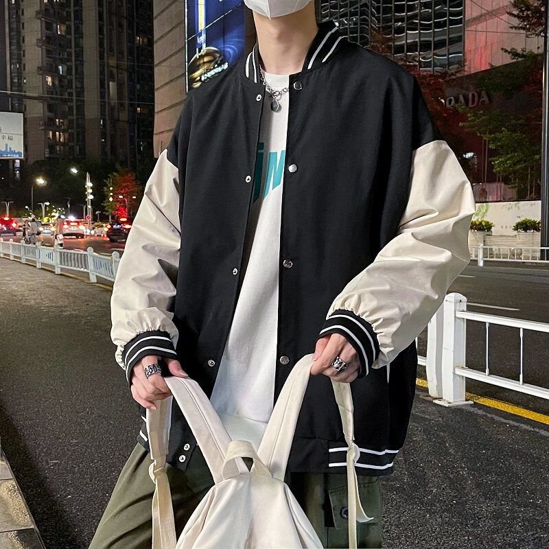 2021港风秋款男夹克棒球立领条纹休闲外套JK001P45,男装夹克,星座1013-1
