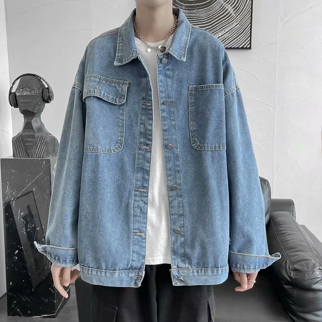 高品质港风秋款男牛仔夹克衫工装大口袋牛仔外套J,男装夹克,星座1013-1