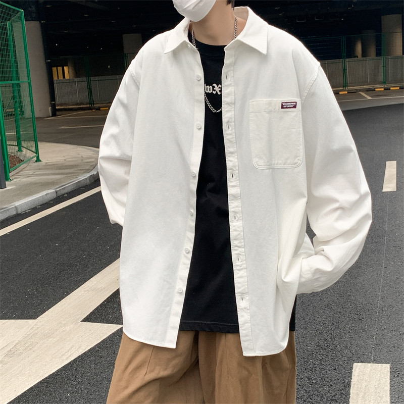 高品质夏款男长袖衬衫字母贴标纯棉衬衣CS024P45,男装衬衫,星座1013-1