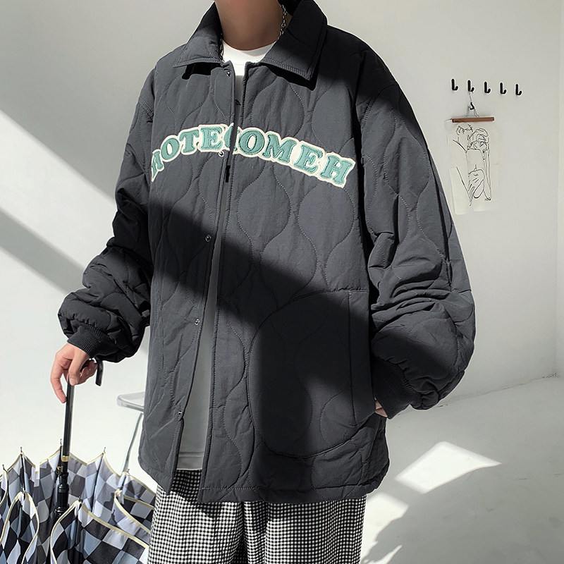 秋冬款男工装棉衣字母印花加厚棉袄宽松休闲外套Y8125图片
