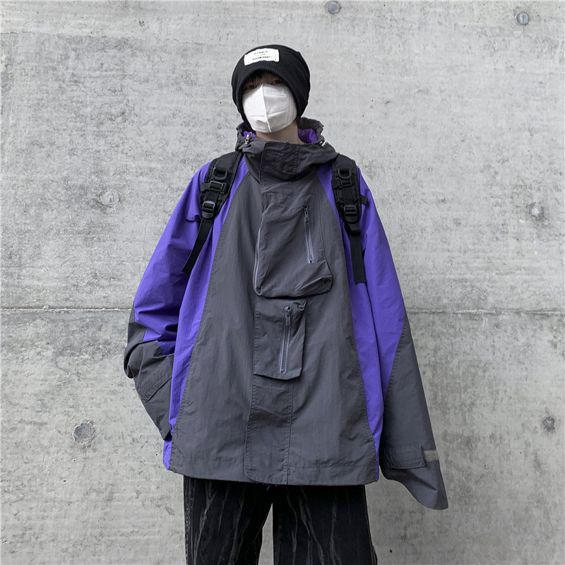 高品质秋冬男夹克连帽拉链工装大口袋拼色冲锋衣外套JK0102P70,男装夹克,星座1013-1