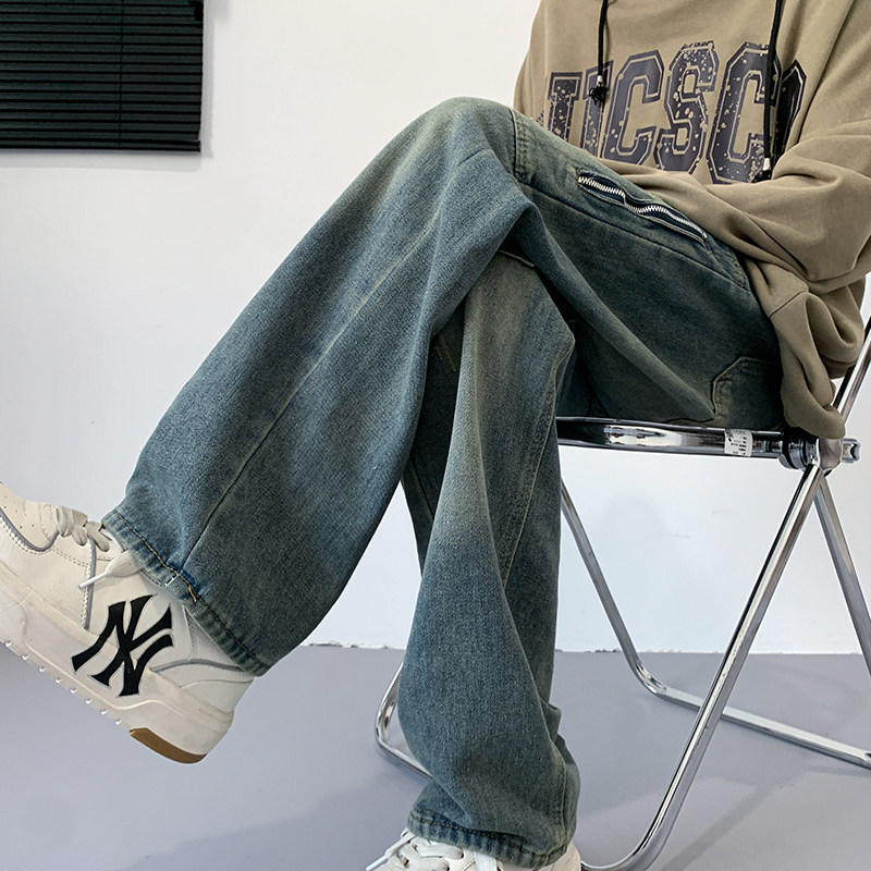 秋款男牛仔裤链渐变色工装拉链宽松长裤nk1546P50,男装牛仔裤,星座1013-1