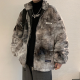 冬男棉衣字母贴标扎染羊羔毛绒立领内里夹棉服休闲外套Y101，男装棉衣，星座1013-1