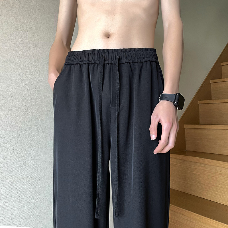 港风夏款男休闲裤小西裤侧边开叉拉链宽松直筒坠垂感长裤h460P40,男装休闲裤,星座1013-1