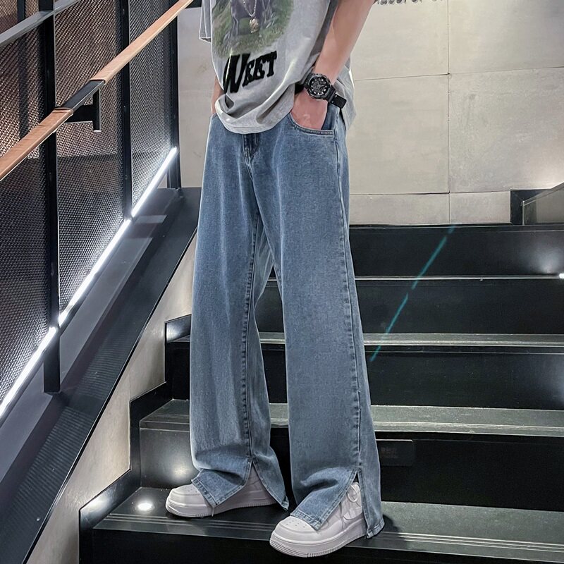 四季款男牛仔裤侧边开叉直筒宽松休闲长裤n,男装牛仔裤,星座1013-1