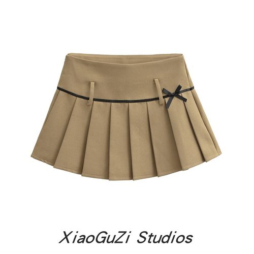 半身裙短裙百褶裙欧美A字蝴蝶结