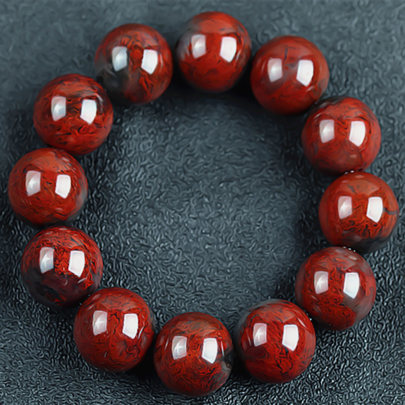 桂林鸡血玉手链刘关张乾坤料