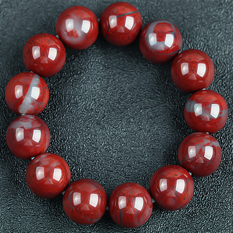 桂林鸡血玉手链男士玉化红大红袍贵妃料18mm正品广西天然玉石手串