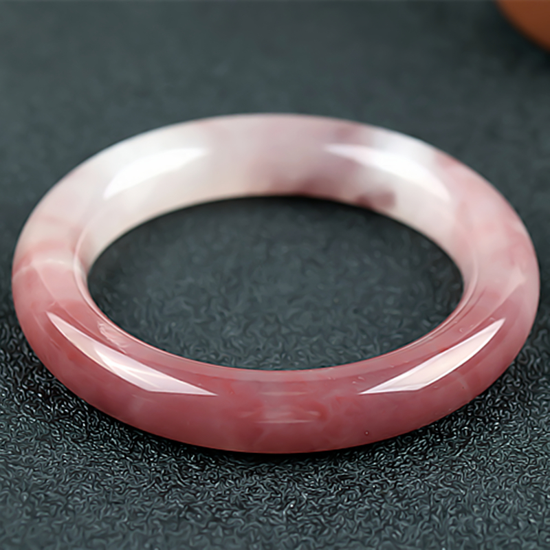 桂林鸡血玉手镯冰种紫罗兰贵妃料53圈口正品天然广西玉石玉镯子女