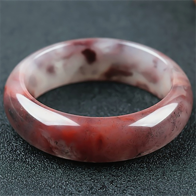 桂林鸡血玉手镯冰种飘红水墨丹青贵妃料55圈口正品玉石玉镯子女