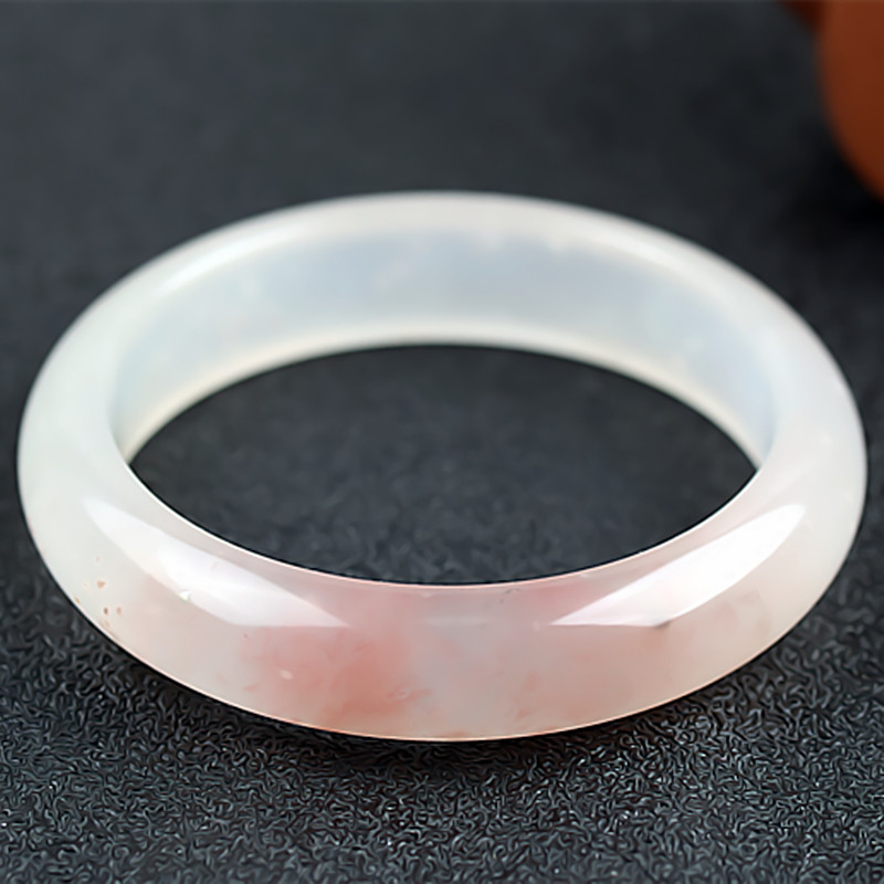 桂林鸡血玉手镯高冰种粉色贵妃料55圈口正品天然广西玉石玉镯子女