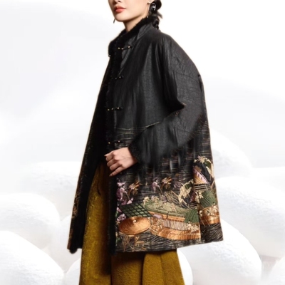 清明上河图100%桑蚕丝龟纹刺绣棉