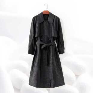 长风衣老料爆裂龟纹dz130 100%桑蚕丝香云纱经典 飒姐老龟风衣