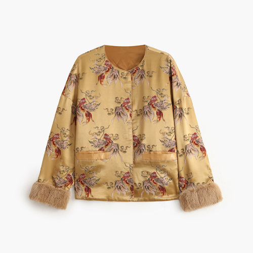 【凤凰金鱼蚕丝棉服】填充100%桑蚕丝棉衣外套dz163