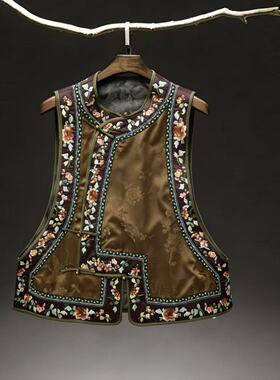 【如愿侧襟刺绣马甲】100%桑蚕丝国风新中式开衫马夹dz077