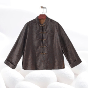 上衣开衫 100%桑蚕丝香云纱长袖 外套dz099 繁花留香外套