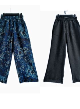 【青花瓷双面穿直筒裤】100桑蚕丝香云纱双面穿阔腿裤直筒裤dz203