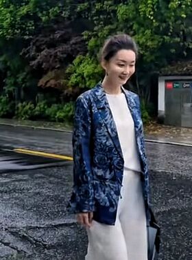 【青花瓷西装】清雅有调调！桑蚕丝香云纱西服盘扣上衣dz200