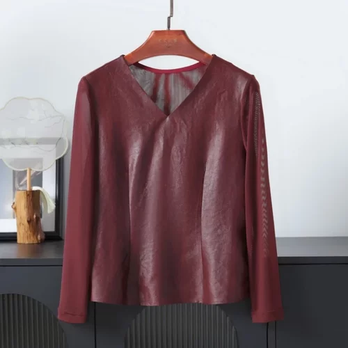 【V领打底上衣】100%桑蚕丝黑龟红龟香云纱长袖简洁大方dz015