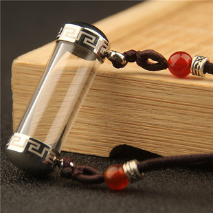 时尚嘎乌盒透明空心瓶双头挂钩吊坠项链楞严咒挂件护身符男女饰品