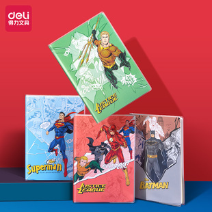 4本得力正义联盟胶套本软面抄记事本日记本T3272横线本A5本中学生