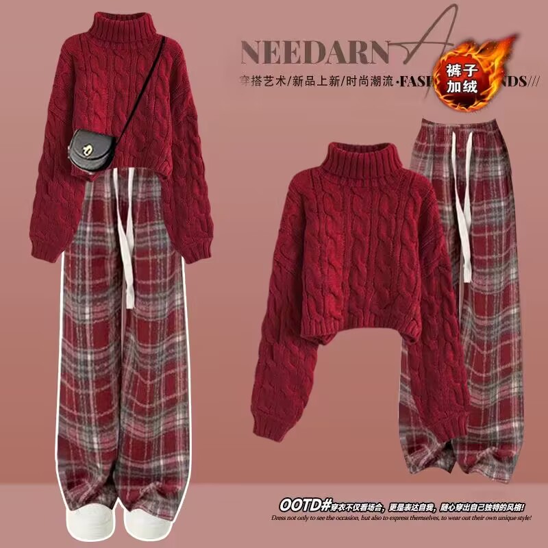 女中大童新年红色战袍一整套衣服