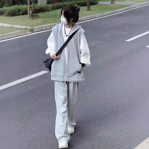 中大童休闲运动服套装女2024新款春秋季宽松时尚入秋穿搭一整套潮