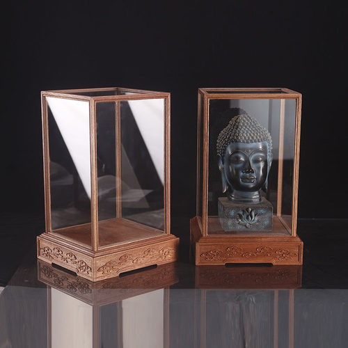 雅道湖南雕花红木定做玻璃防尘罩