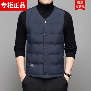 内胆休闲马夹外套 内穿保暖背心宽松大码 v领羽绒马甲男冬季 轻薄款