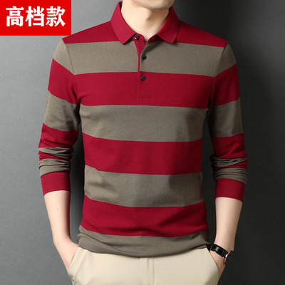 高端款100%纯棉t恤长袖潮polo衫