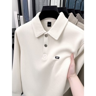 莫兰绒宽松POLO衫男士冬季加绒保暖卫衣男翻领加厚高级针织打底衫