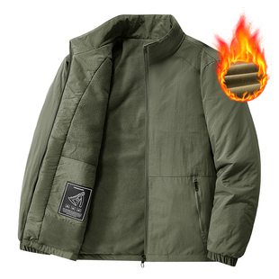 休闲夹克男春秋款户外防风加绒保暖爸爸秋装上衣新款运动外套男款