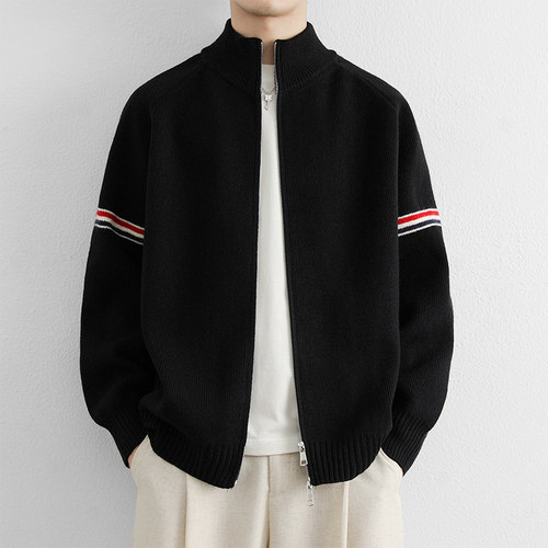 保罗半高领毛衣开衫拉链外套男春