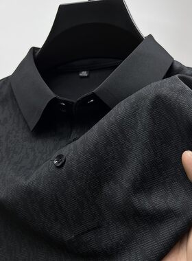 高端冰丝短袖t恤男衬衫领夏季潮牌迷彩无痕保罗polo衫半袖男衣服