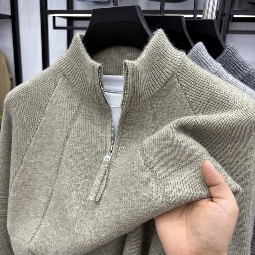 秋冬季男士半高拉链针织毛衣青年