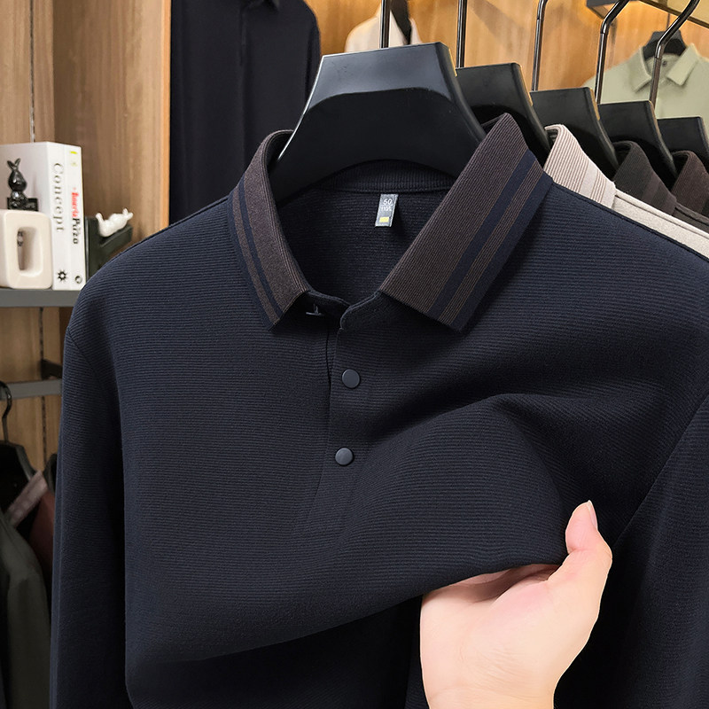 高品质桑蚕丝男士长袖T恤新款高档翻领羊毛polo衫爸爸秋装上衣男,男装,Polo衫,淘宝优惠券,粉丝福利购,淘宝优惠卷