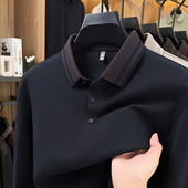 长袖 T恤新款 高档翻领羊毛polo衫 高品质桑蚕丝男士 爸爸秋装 上衣男