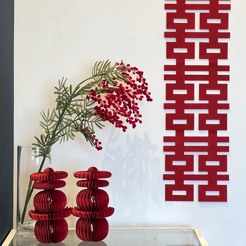 婚房布置结婚喜字摆件仿真花插花瓶婚房客厅订婚摆台装饰婚庆用品