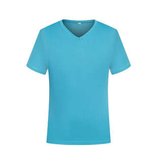 美容店工作服定制logo纯棉T恤印字文化衫短袖女员工V领上衣