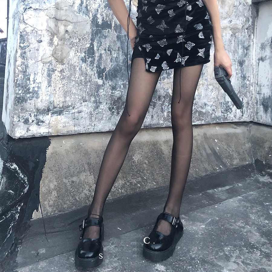 网红黑丝袜子女秋冬连裤袜春秋光腿性感jk肉色透明白丝打底袜