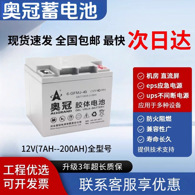 奥冠胶体蓄电池6-GFM12V20AH12V24AH12V38AH12V65AH12V120AHUPS