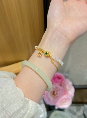 夏季牛奶欧泊手串足金999红绿如意糖果色手绳生日礼物送闺蜜女友