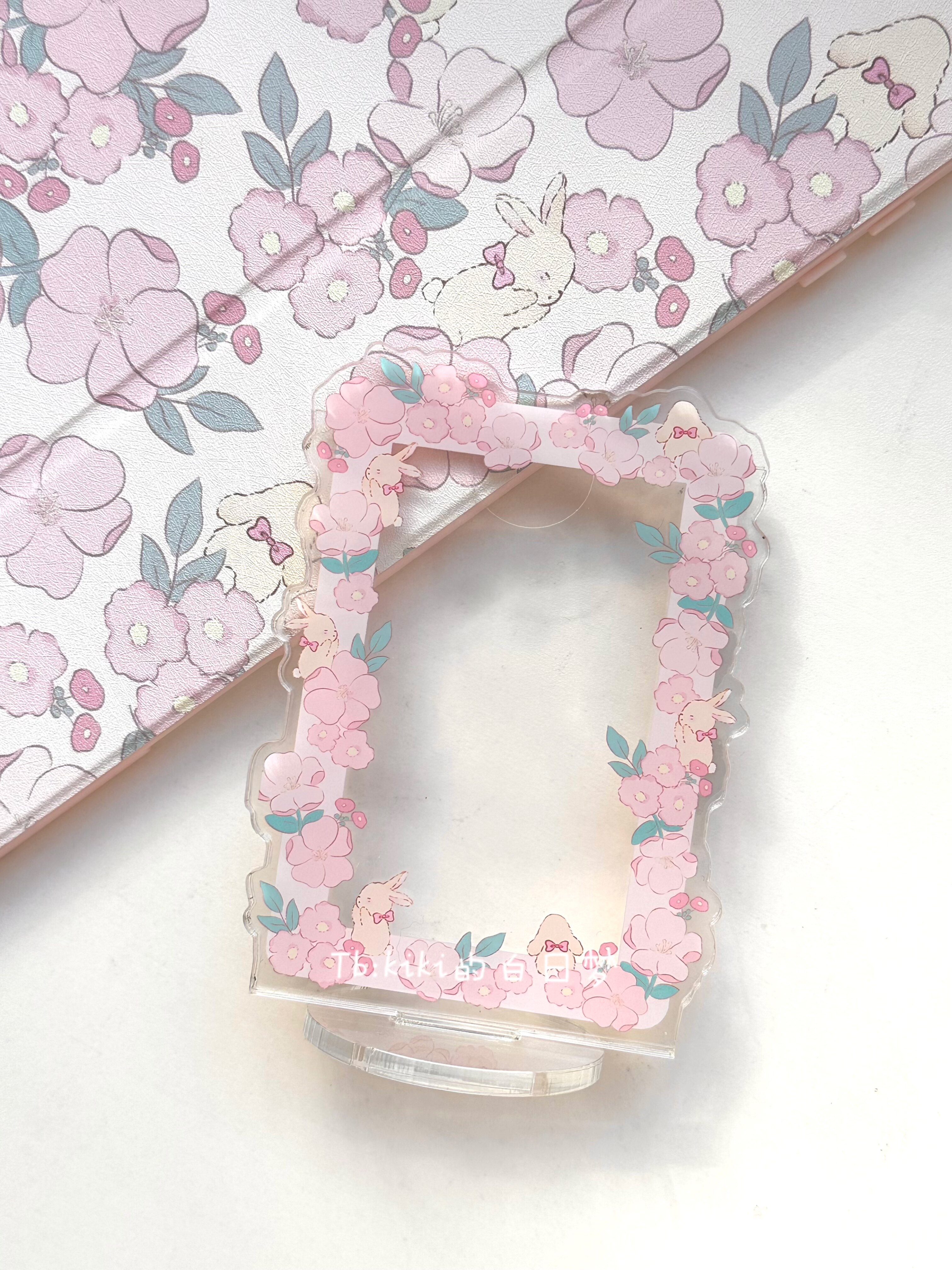 kiki原创 小碎花兔可爱亚克力相框拍立得3寸明星小卡展示立牌摆件