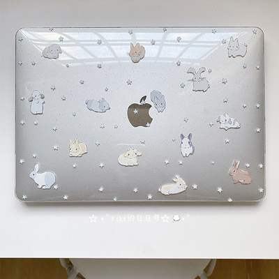 Kiki的白日梦/兔子乐园侏儒兔可爱满天星亚克力MacBookproair保护壳保护套轻薄防磕碰pc材质M1M2新款防摔透气