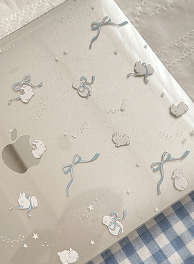 Kiki的白日梦/蓝色蝴蝶结星星兔子满天星亚克力MacBookproair保护壳保护套轻薄防磕碰pc材质M1M2新款防摔透气