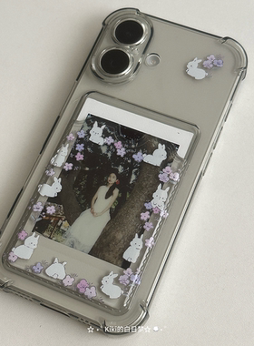 kiki白日梦/下雪圣诞节蓝色雪花卡包小房子兔子3寸卡包拍立得小卡适用苹果iphone1314promax可爱手机