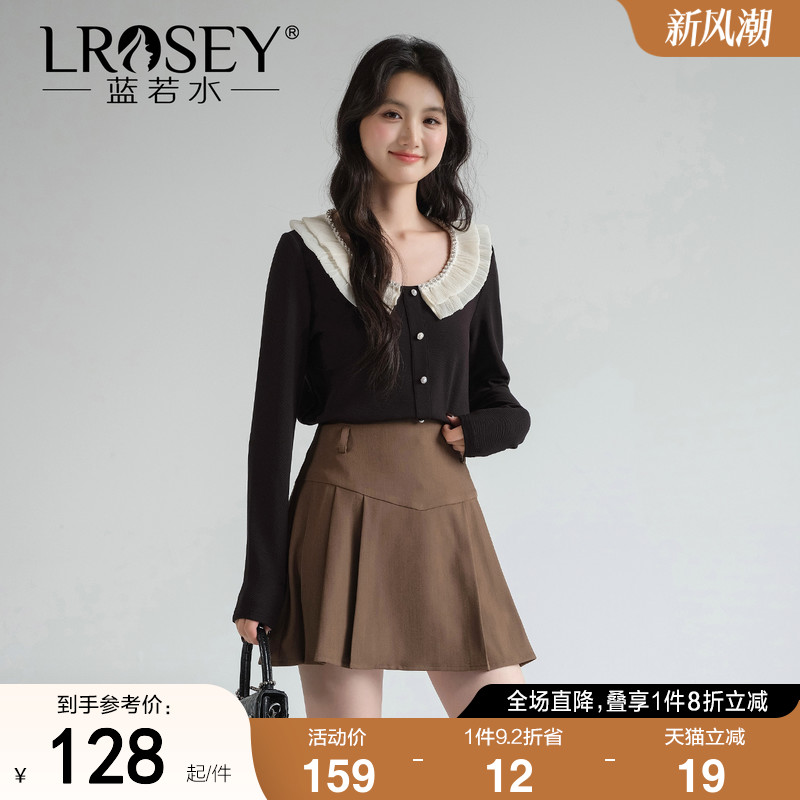 蓝若水大码女装法式复古针织衫