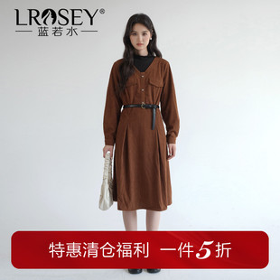 【清仓特惠】大码女装胖MM春装气质假两件显瘦加厚灯芯绒连衣裙