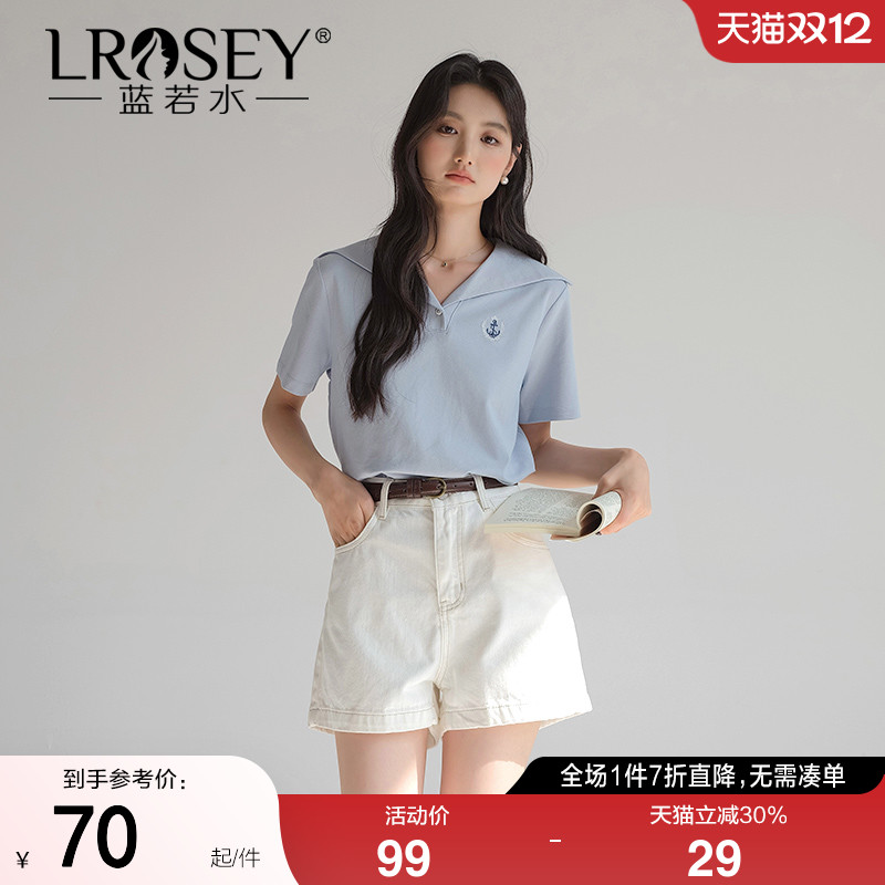 蓝若水别致休闲T恤宽松显瘦