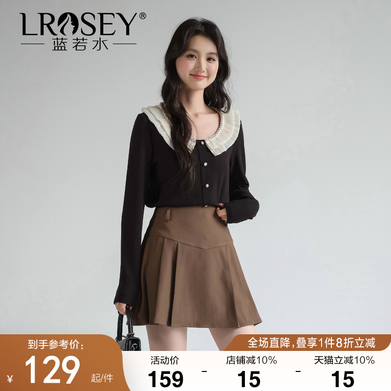 蓝若水大码女装法式复古针织衫